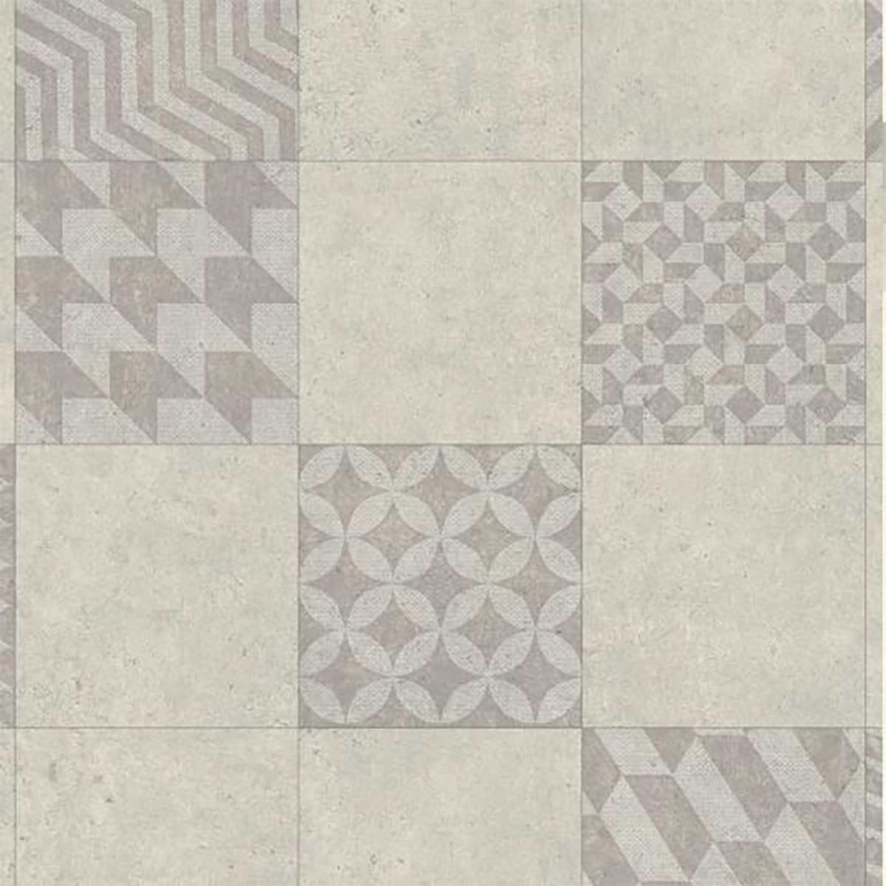 Revetement De Sol Pvc Imitation Carrelage Sol PVC en rouleau style carreaux de ciment gris